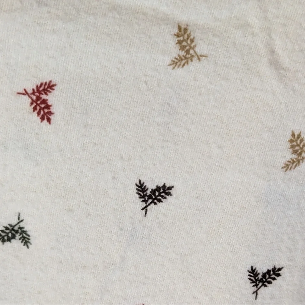 Woolrich Twin Flannel Flat Sheet Ivory Leaves Premium Weight cotton Cottagecore